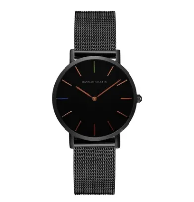 style: 3690 H WFH - Japan Quartz Movement High Quality 36mm hannah Martin Women Stainless Steel Mesh Rose Gold Waterproof Ladies Watch