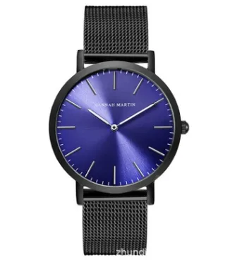 style: Blue sliver black - Japan Quartz Movement High Quality 36mm hannah Martin Women Stainless Steel Mesh Rose Gold Waterproof Ladies Watch