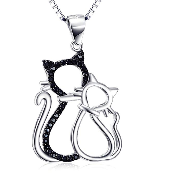 Black and white cat pendant necklace - CJdropshipping