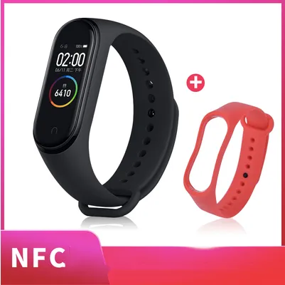 style: NFC 4+red - Global Version Xiaomi mi band 3 Fitness Tracker Smart Bracelet 0.78 OLED Touch Screen 50M Waterproof miband 3 Xiomi band 3