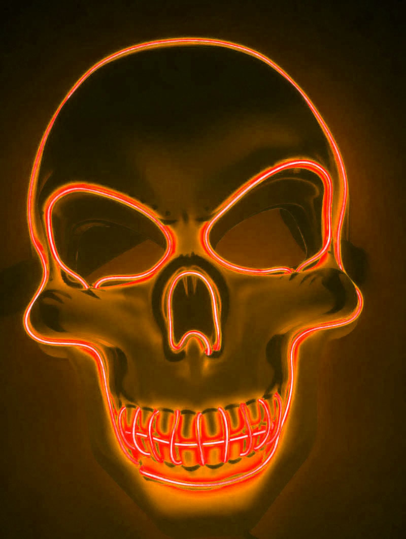 Halloween Skeleton Mask LED Glow Scary Mask
