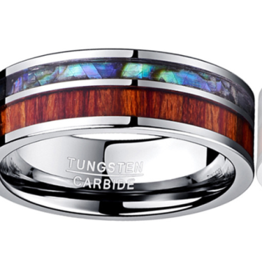 8MM wide tungsten steel ring with polished wood grain men's wedding rings—2