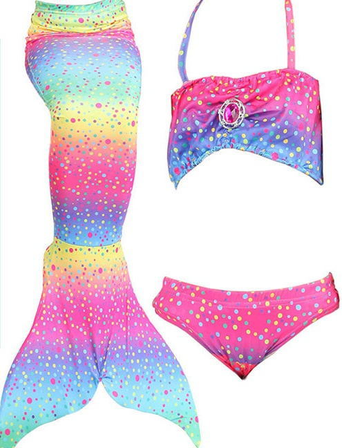 Color: Rainbow color, Size: 110cm - Mermaid swimsuit
