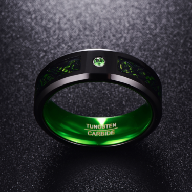 Matte Green Zircon Men Ring Tungsten Carbide Wedding Ring—1