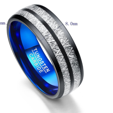 Wedding Band 8mm Width Men/Women Rings Accessories Black Blue Tungsten Carbide Rings Couple Anillos Fashion Jewelry—1