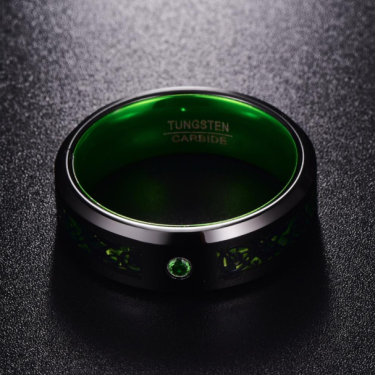 Matte Green Zircon Men Ring Tungsten Carbide Wedding Ring—5