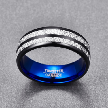 Wedding Band 8mm Width Men/Women Rings Accessories Black Blue Tungsten Carbide Rings Couple Anillos Fashion Jewelry—3