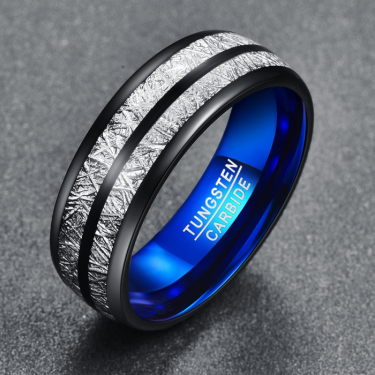 Wedding Band 8mm Width Men/Women Rings Accessories Black Blue Tungsten Carbide Rings Couple Anillos Fashion Jewelry—2