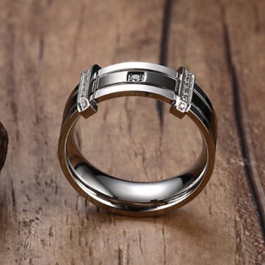 Tungsten carbide diamond ring, Men's fashion ring, Wedding ring—2