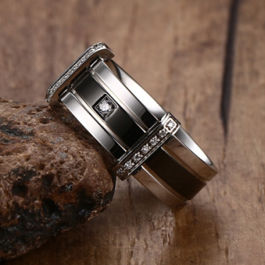 Tungsten carbide diamond ring, Men's fashion ring, Wedding ring—4