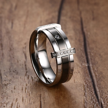 Tungsten carbide diamond ring, Men's fashion ring, Wedding ring—3