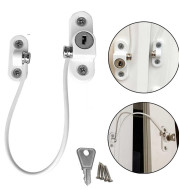 Window Security Chain Lock Window Cable Lock Restrictor Multifunctional Window Lock Door Security Guard for Baby Safety 1Pcs