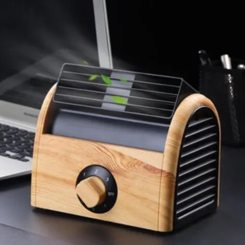 Color: Yellow wood grain - Elegant Portable Bladeless Fan (Strong Wind, Low Noise)