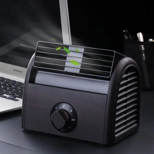 Color: Brown wood grain - Elegant Portable Bladeless Fan (Strong Wind, Low Noise)