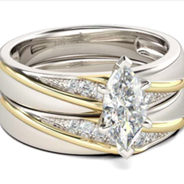 925 Sterling Silver Princess Cut White CZ Bridal Engagement Wedding Ring Set—2