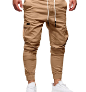 Men's Vogue Slim Fit Ankle-tied Pencil Pants Joggers Trousers Male Casaul Drawstring Side Pockets Harem Pants Solid Sportswear