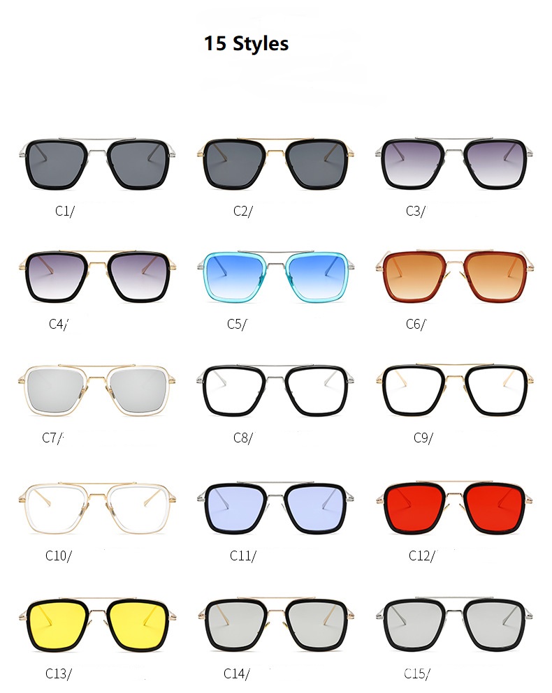 New Fashion Sunglasses Men Metal Square Iron Man Glasses - CJdropshipping