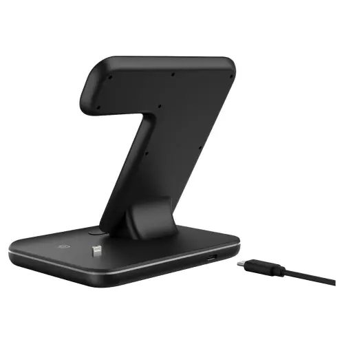 Color: 1BlackUSplug - Compatible Mobile Phone Watch Earphone Wireless Charger 3 In 1 Wireless Charger Stand