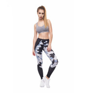 Black European and American printed cropped trousers