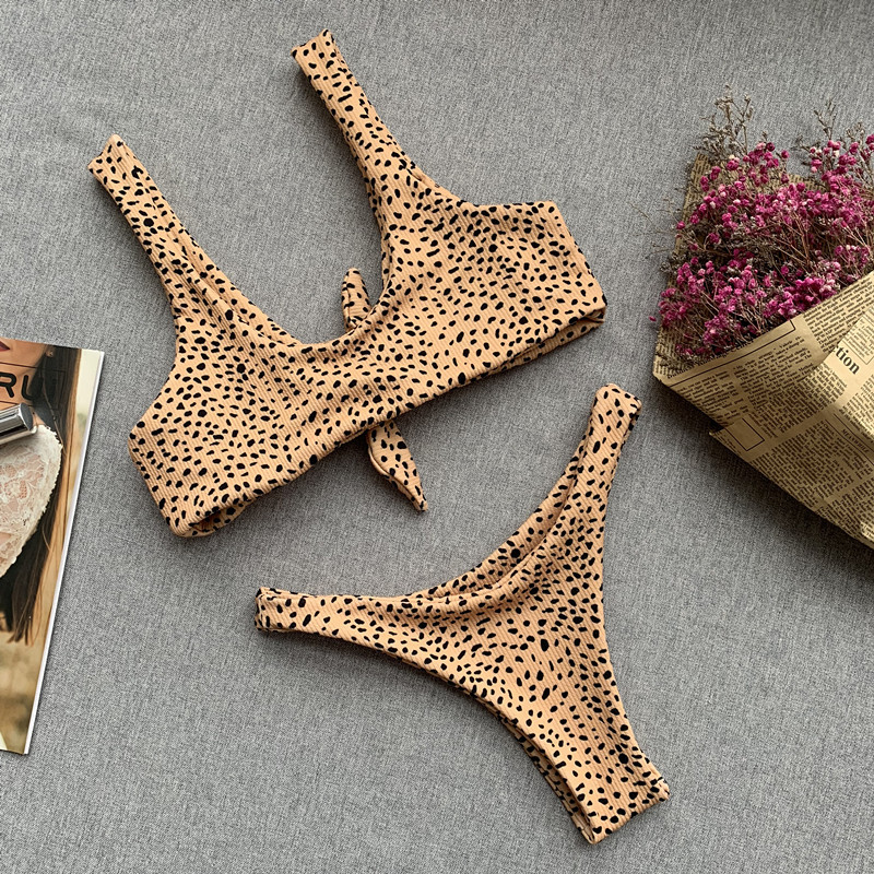 Leopard print backless one-piece bikini - CJdropshipping