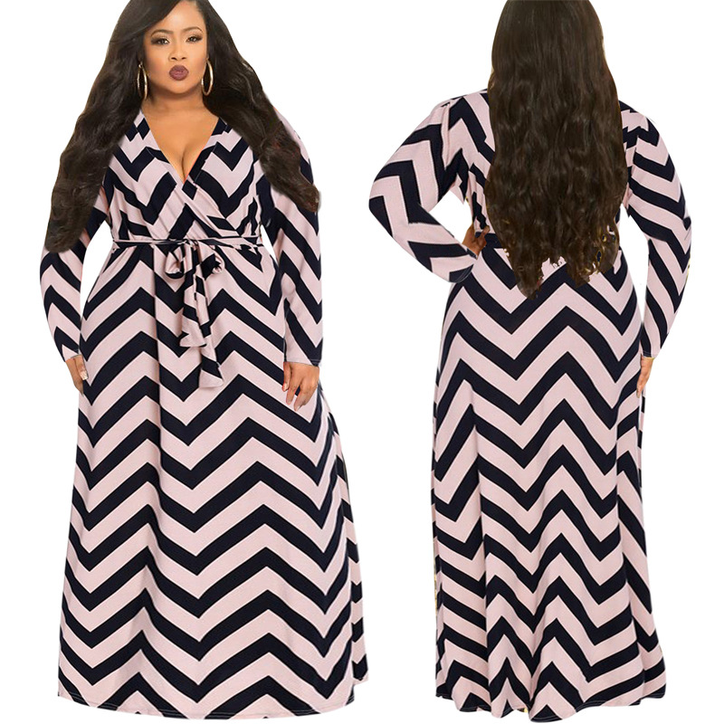 Striped dress long sleeve Fine women's clothing CJdropshipping