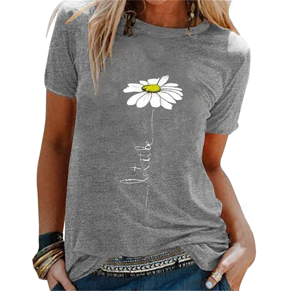 Round-necked embroidered short-sleeved T-shirt - CJdropshipping