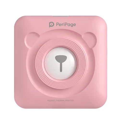 Model: 6pcs original paper, Color: Pink - Mini Bliuetooth Wireless Thermal Printer Paper Sticker Label Printer