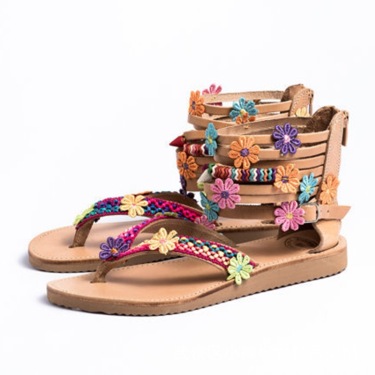 Ethnic style beaded petal sandals—3