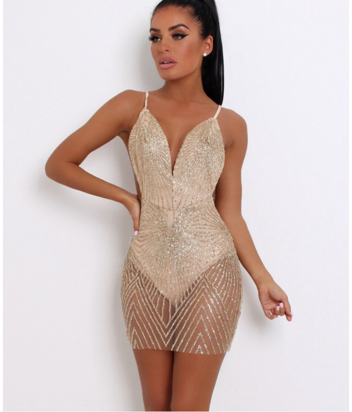 Sequin Slip Dress Image 3