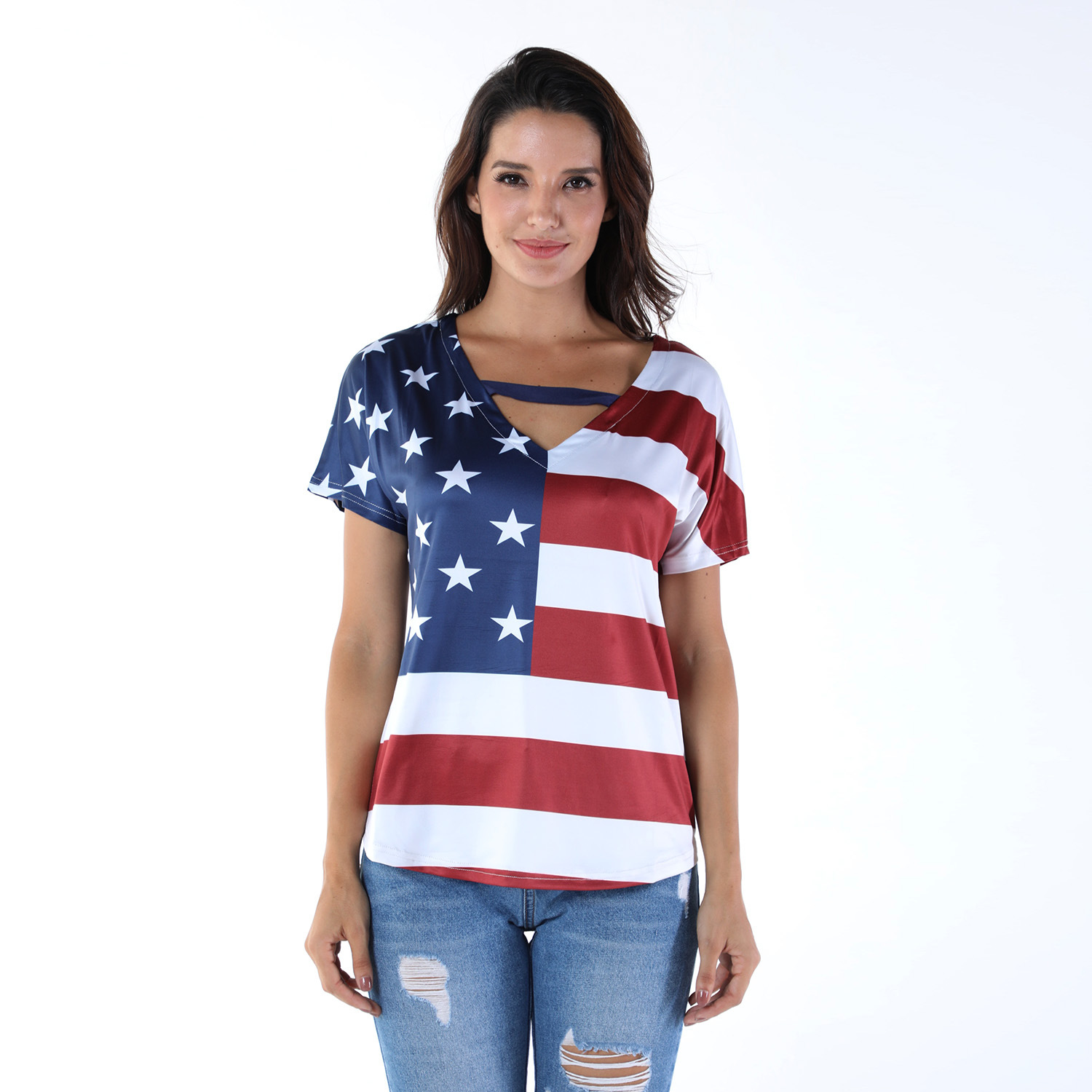 American flag women's fashion short sleeve - CJdropshipping