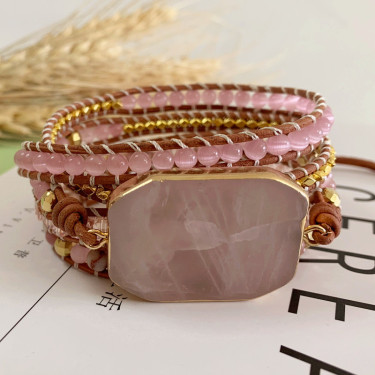 Natural stone woven bohemian bracelet—1
