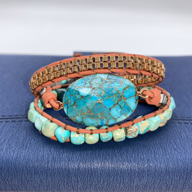 Turquoise hand-woven bracelet—4