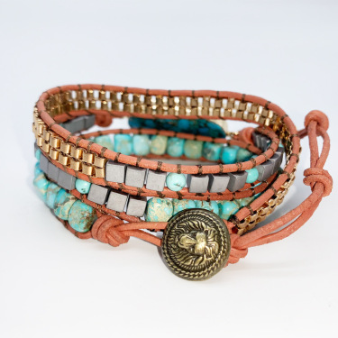 Turquoise hand-woven bracelet—3