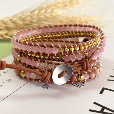 Natural stone woven bohemian bracelet—3