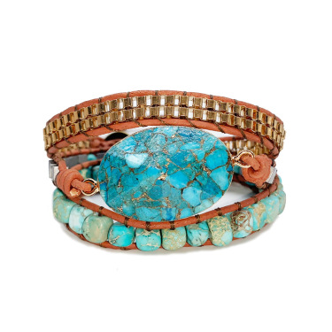 Turquoise hand-woven bracelet—5