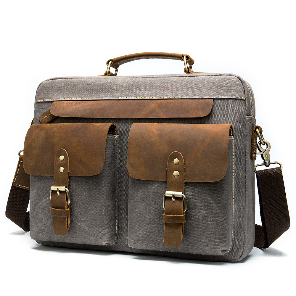 Cowhide with cloth briefcase - CJdropshipping