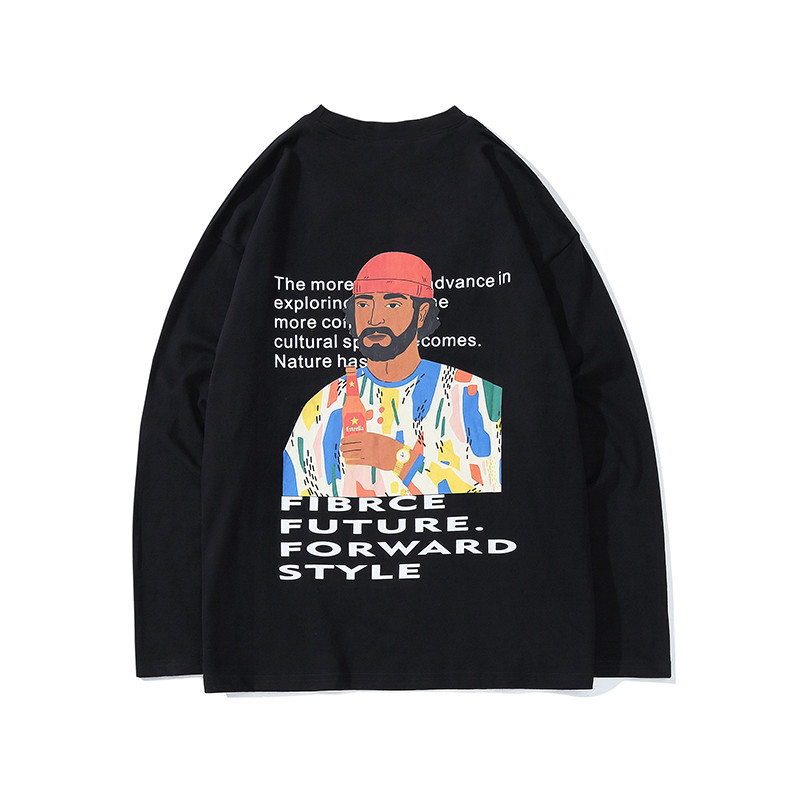 Long Sleeve T-Shirt Cartoon Print Yellow