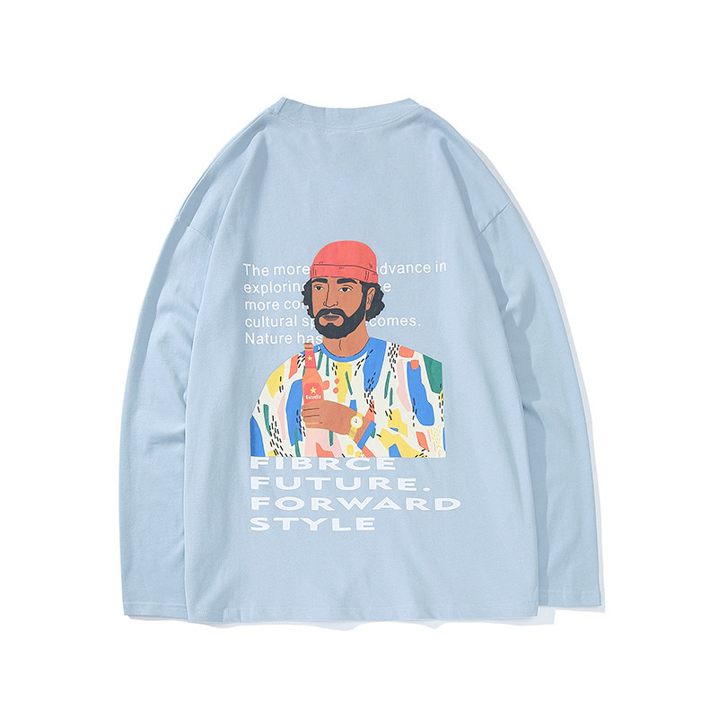 Long Sleeve T-Shirt Cartoon Print Black