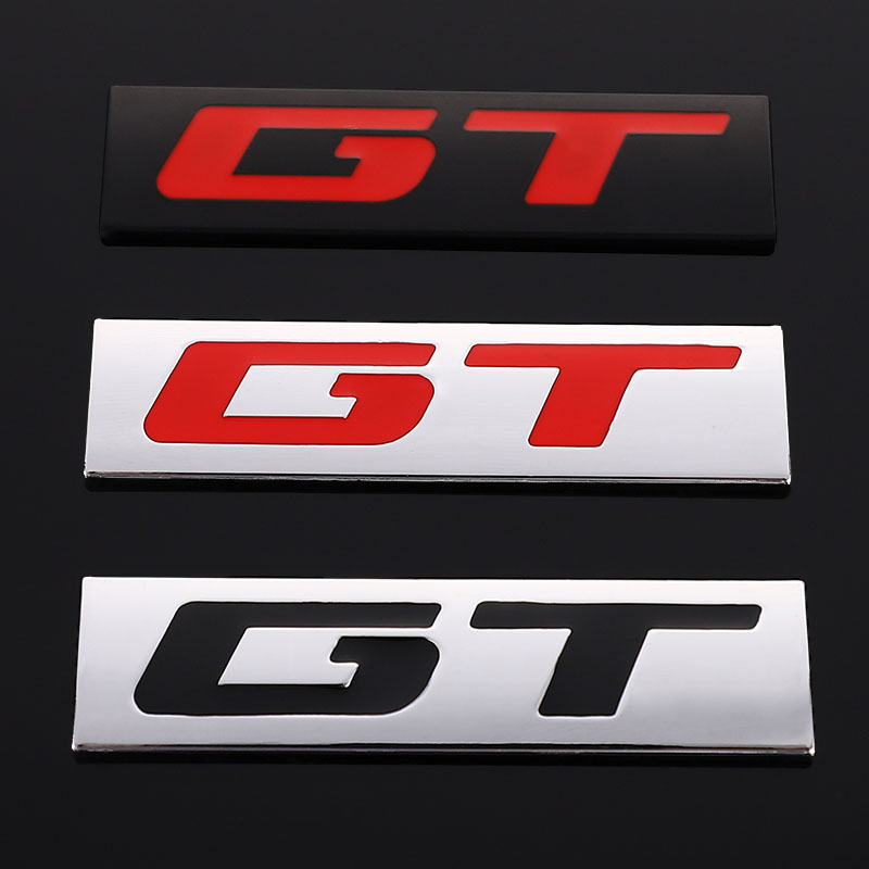 GT Badge 3D Metal Sticker Car Decal Racing Graphics Black Red White