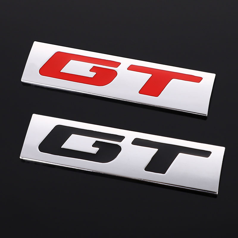 GT Badge 3D Metal Sticker Car Decal Racing Graphics Black Red White