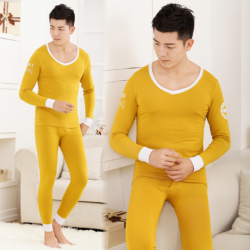 Men's tights Modal basic round neck thermal underwear set - CJdropshipping