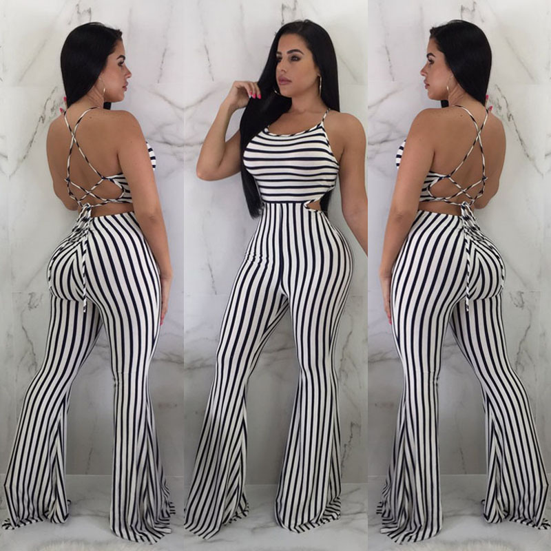 Striped slimfit jumpsuit women CJdropshipping