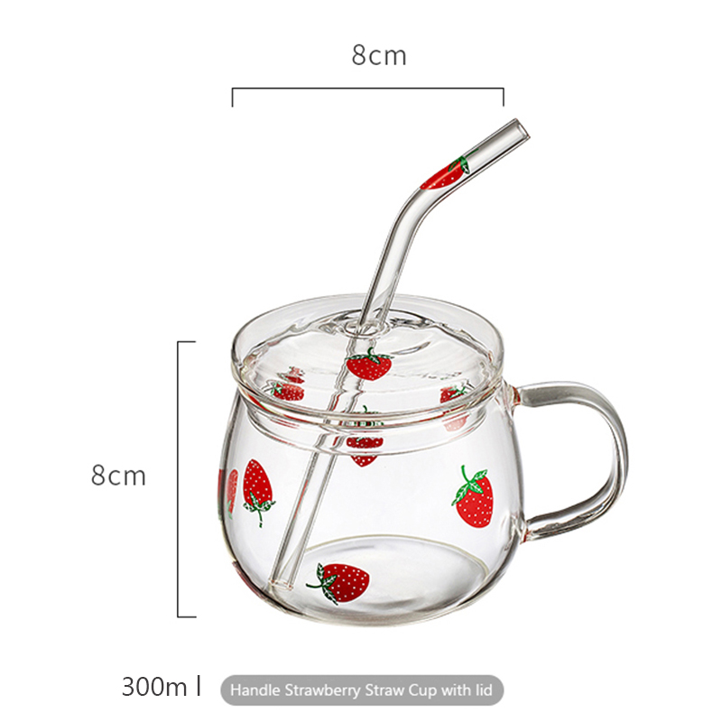 Strawberry Glass Cup with Straw, Cute Strawberry Cup - Picture 7 of 7