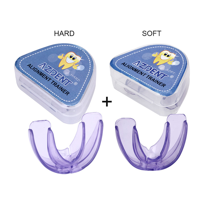 style: Hard and soft set, Color: Purple - Boxing Sports Mouthguard Braces Dental Braces