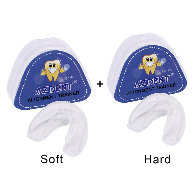 style: Hard and soft set, Color: White - Boxing Sports Mouthguard Braces Dental Braces