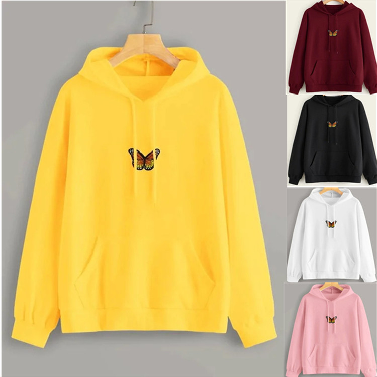 Embroidered butterfly hoodie CJdropshipping