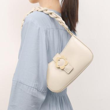 Women's French solid color shoulder bag—4