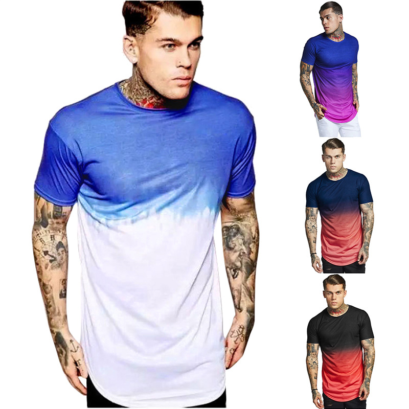 Gradient stitching men's T-shirt - CJdropshipping