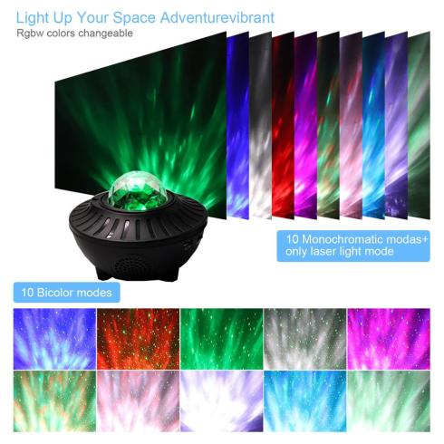  Star Projector Night Light - 2 in 1 Starry Light; Ocean Wave  Projector with Music Speaker Remote Control,10 Color 360° Rotating Light  for Baby Kids Bedroom Home Christmas Decoration Indoor