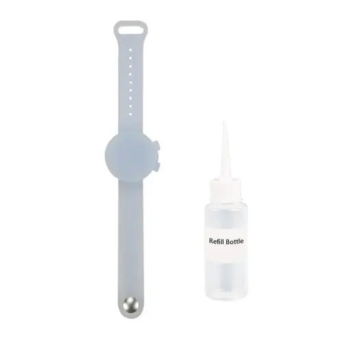 Color: Grey - Outdooor Silicone Wristband Hand Sanitizer Disinfectant Bracelet